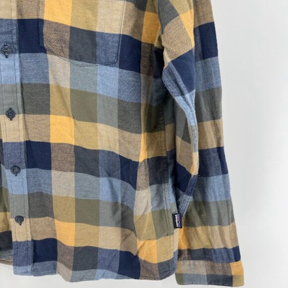 Men's Patagonia Organic Cotton Plaid Shirt Size Medium Blue/Yellow - Picture 5 of 8